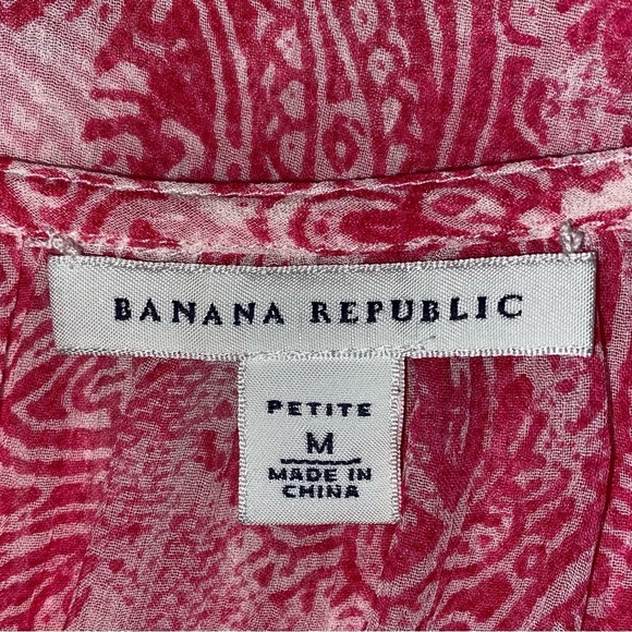 Banana Republic Bohemian Blouse Fuchsia Pink Floral white Size Medium - Picture 4 of 7